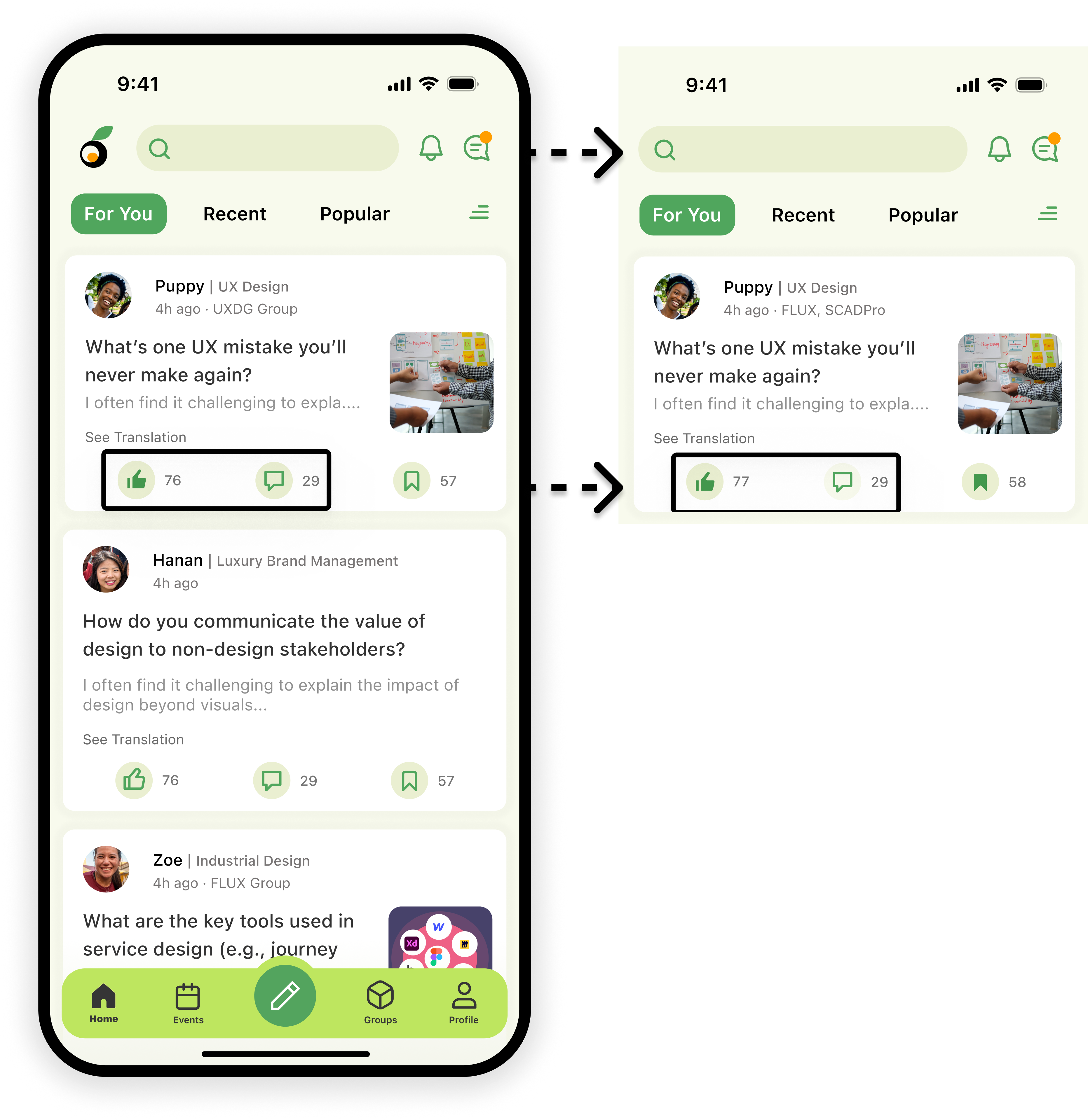 Before and after of AI search results
