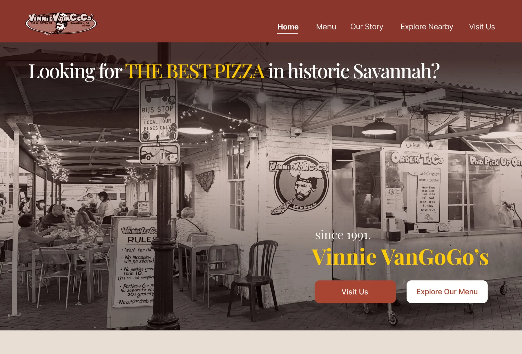 Final redesigned Vinnie VanGoGo’s homepage