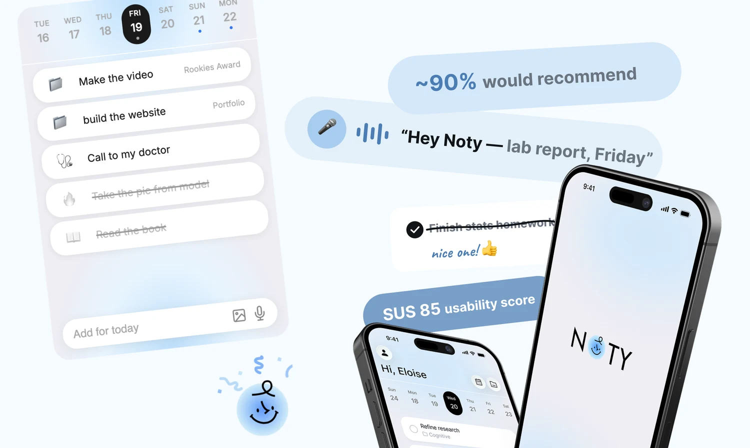 Noty shown in use.