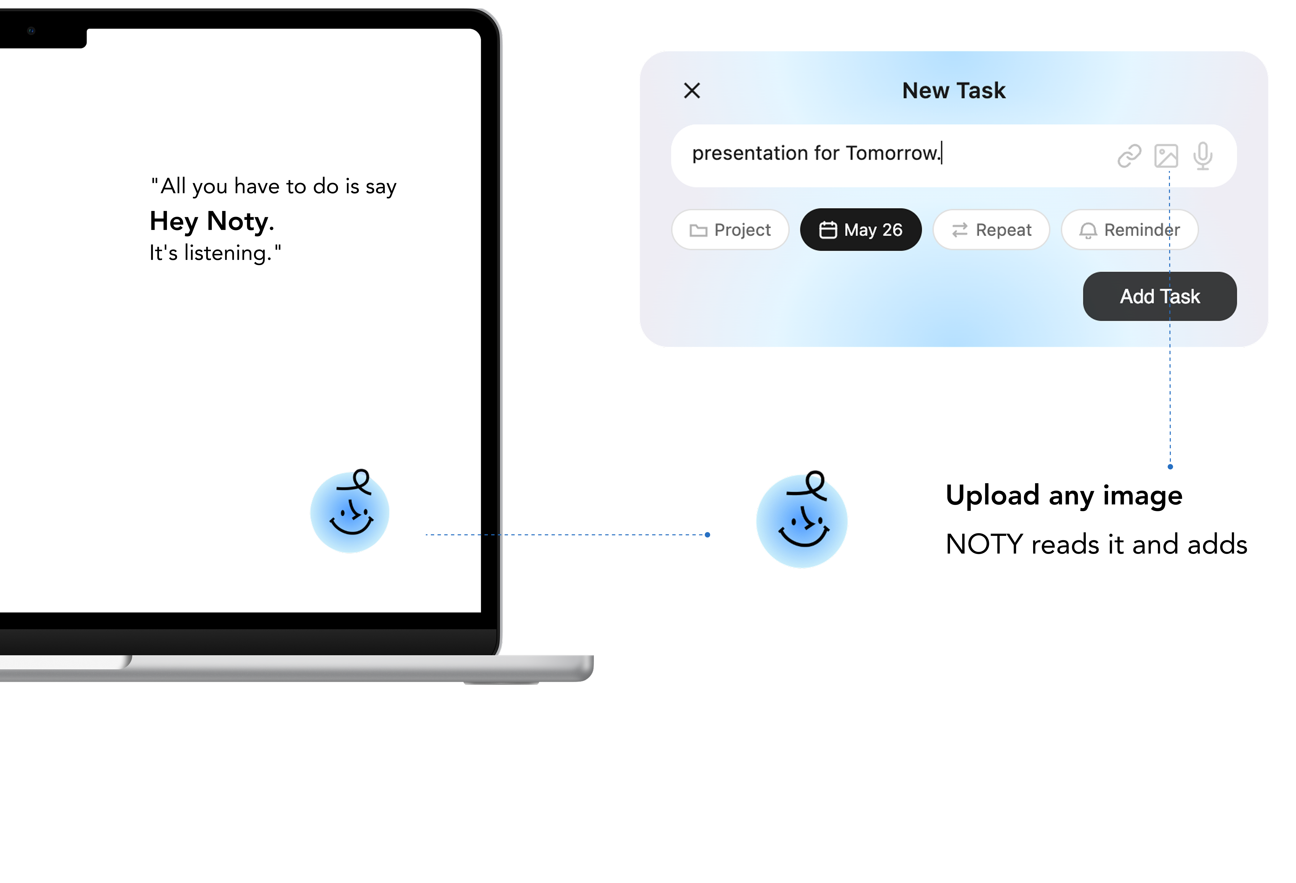 Voice command and photo capture turning notes into tasks