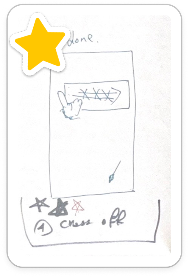Sketch of a completed task with a star