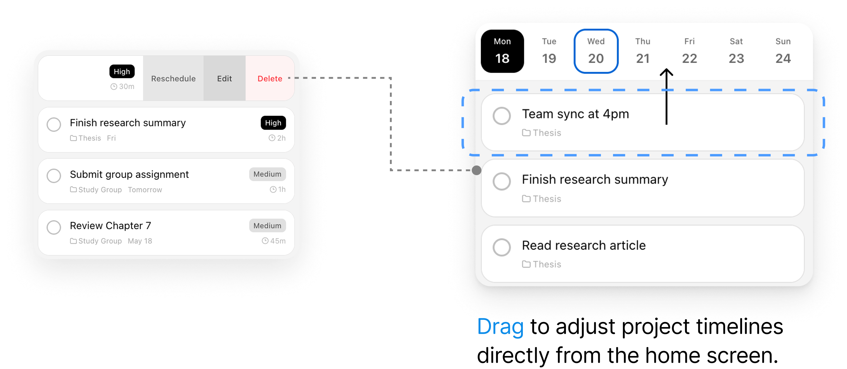 Iteration screens before and after, 2