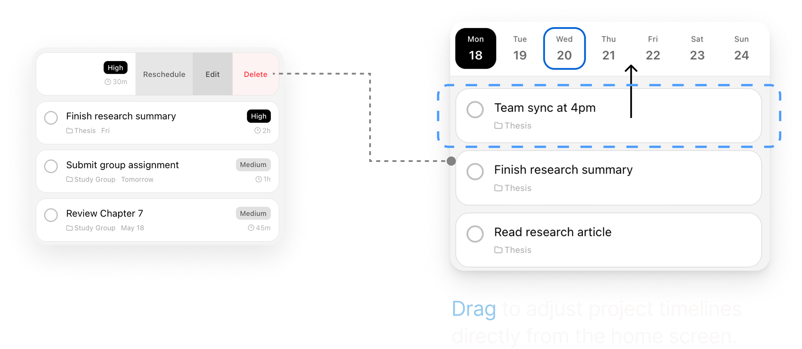 Iteration screens before and after, 2