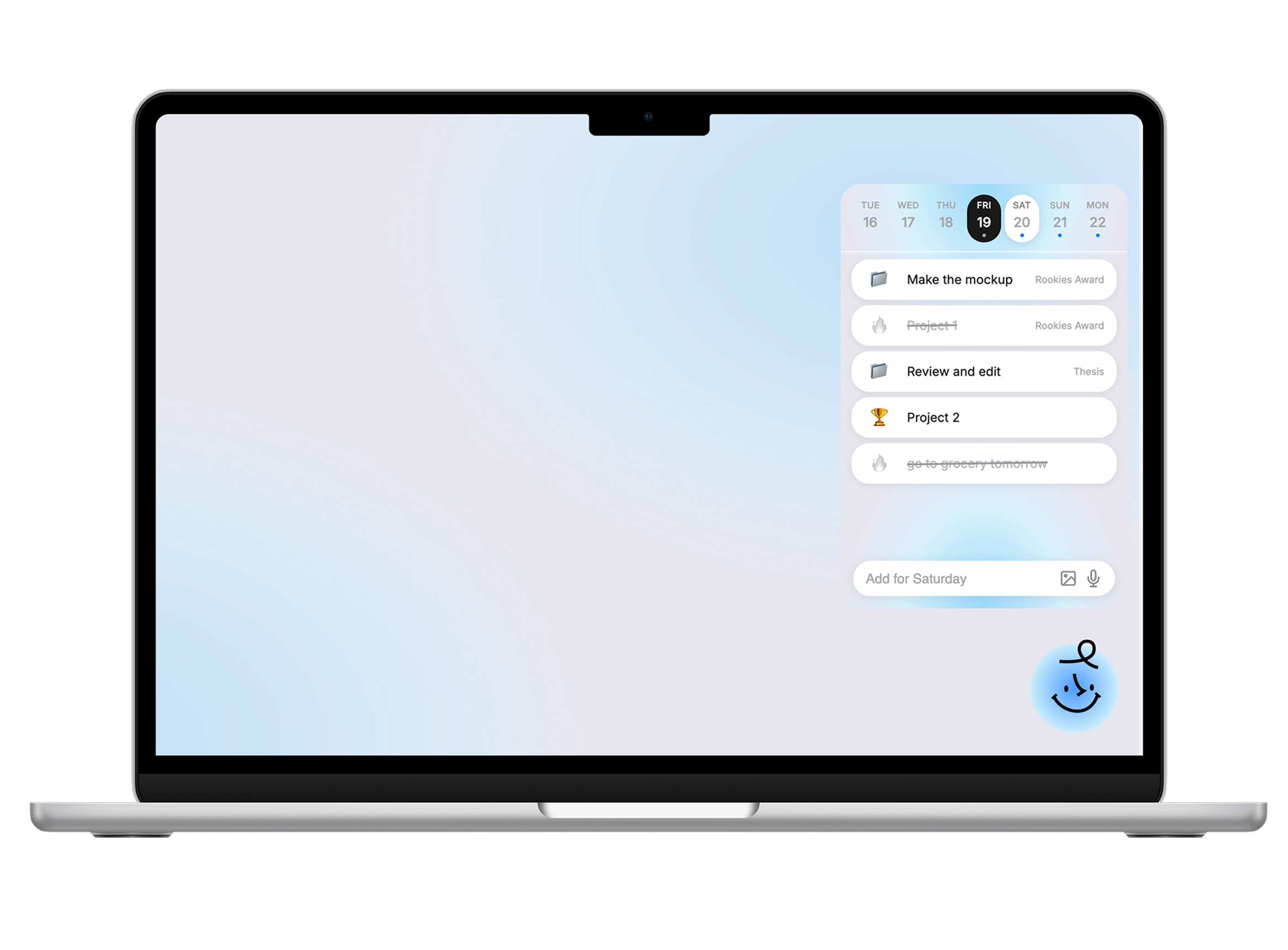 The Noty widget resting on a laptop desktop