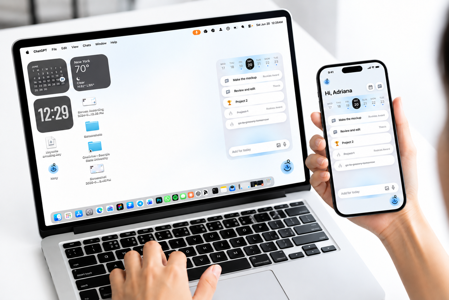 Noty running on a laptop widget and a phone in daily use