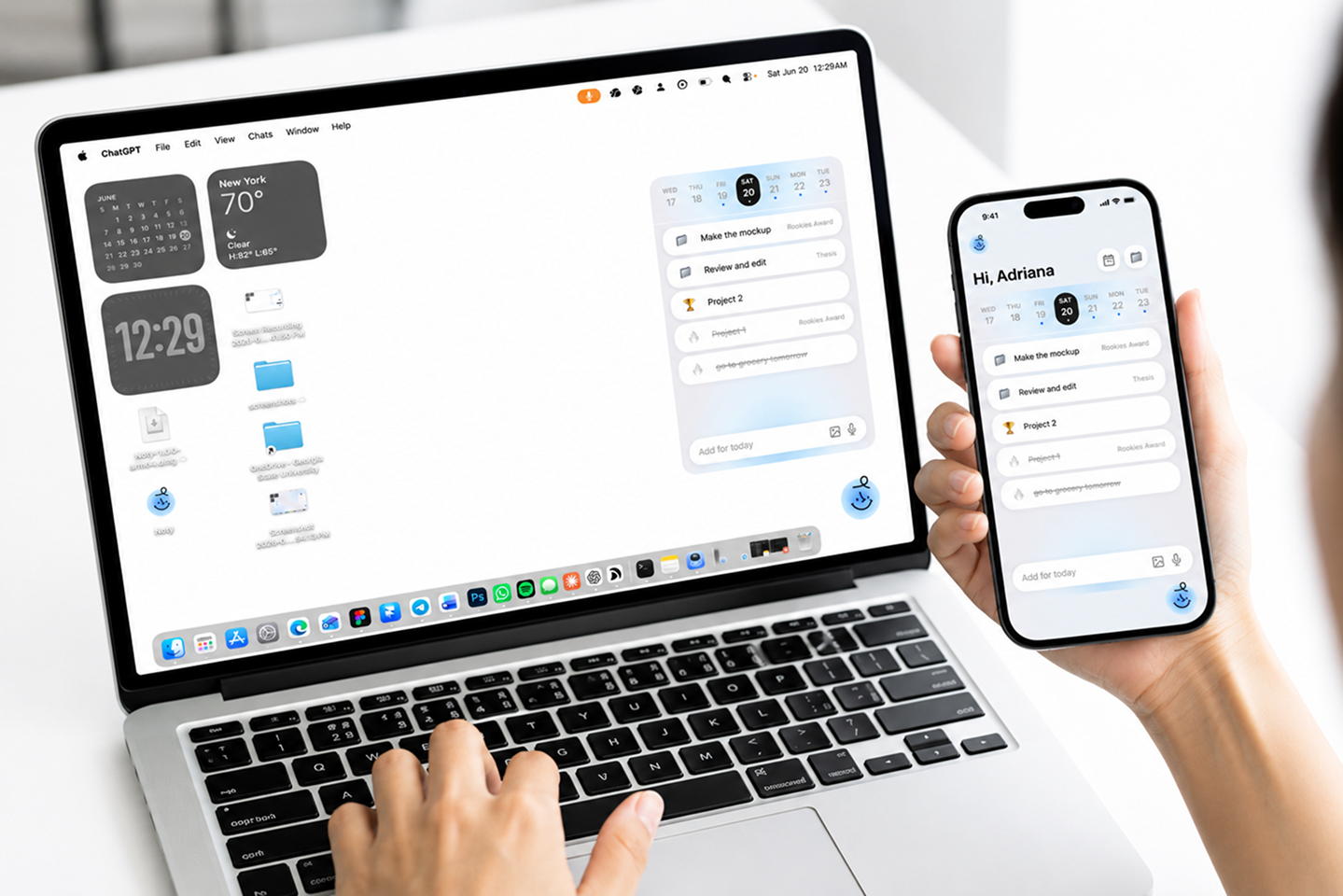 Noty running on a laptop widget and a phone in daily use
